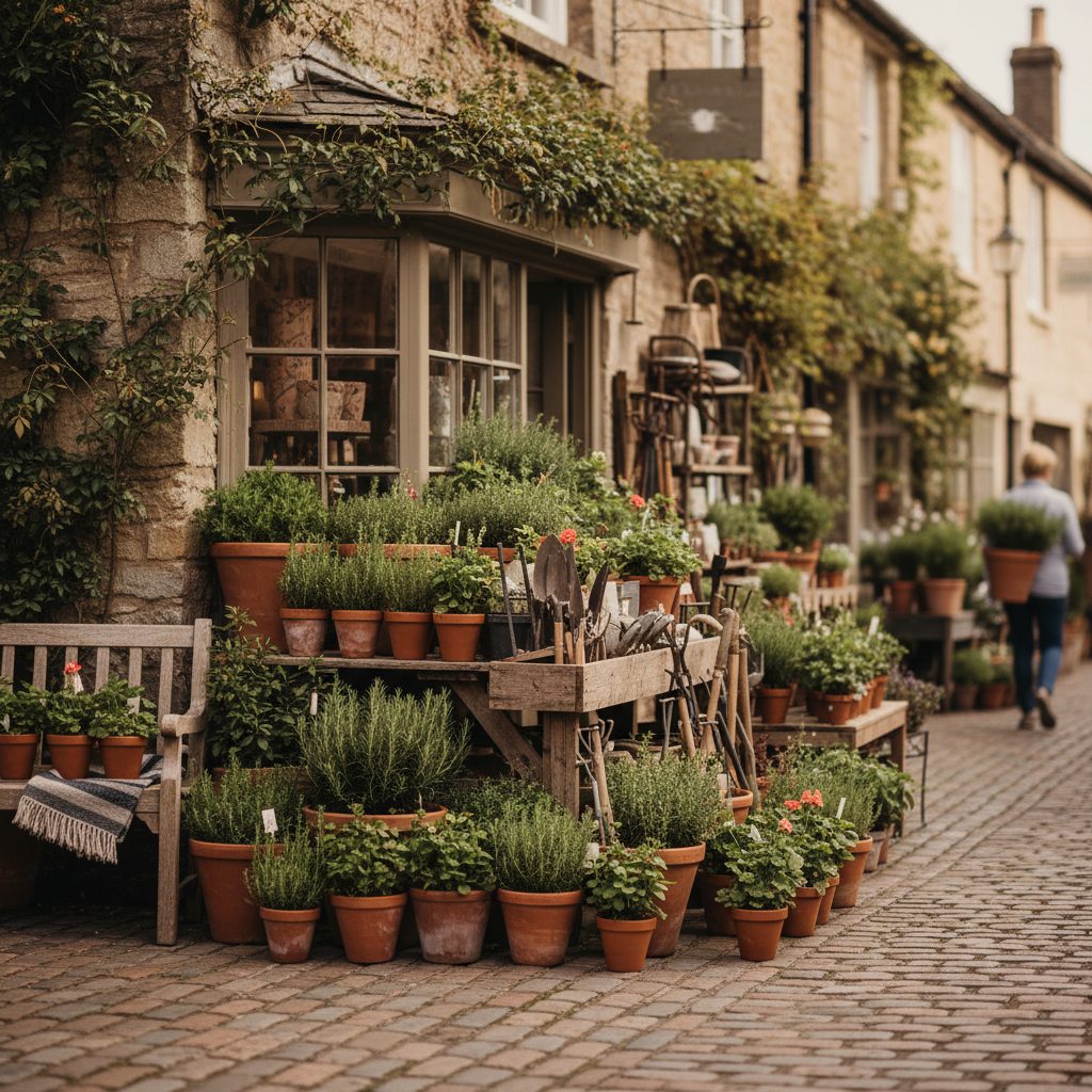 An independent shopfront with plants outside